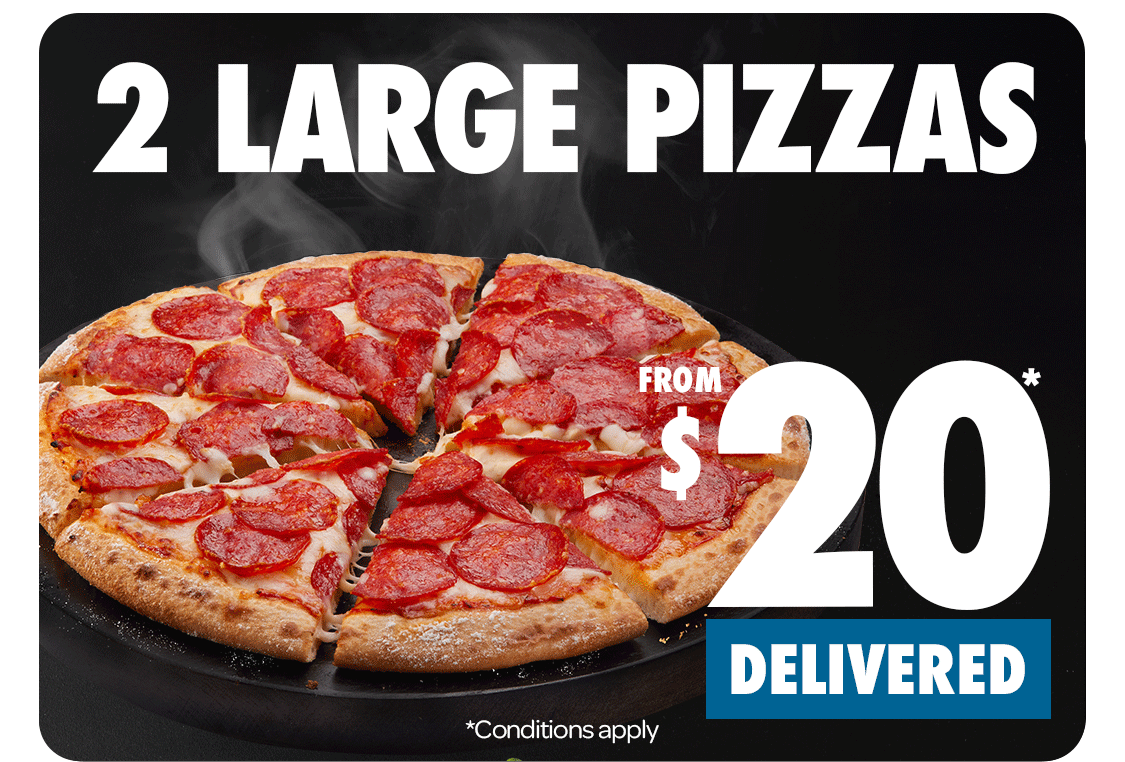 2 Large Pizzas Delivered from $12