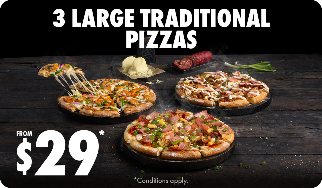 3 LARGE TRADITIONAL PIZZAS