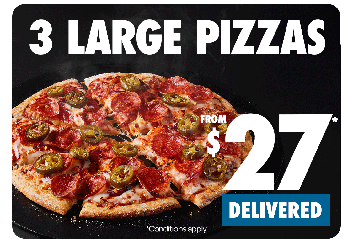 3 Large Pizzas Delivered