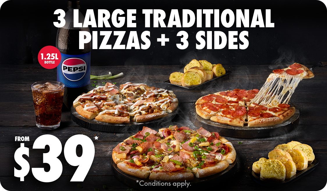 3 PIZZAS + 3 SIDES