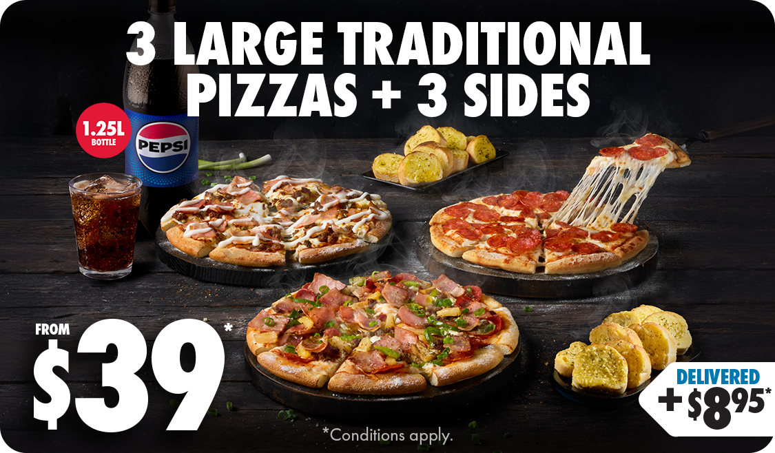 3 PIZZAS + 3 SIDES